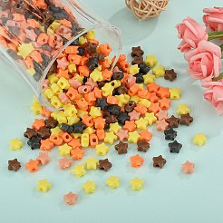 1200 個 5 色不透明アクリルビーズ  スター  ミックスカラー  9x9.5x5.5mm  穴：2.5mm&nbsp;MACR-SZ0001-88