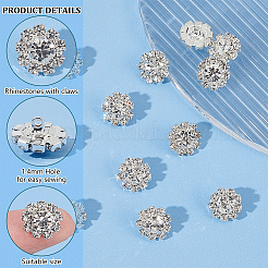 真鍮ラインストーンシャンクボタン16個  1穴  透明  12x7.5mm  穴：1.4mm&nbsp;DIY-FG0006-14B