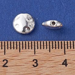 合金のスペーサービーズ  長持ちメッキ  テクスチャ  フラットラウンドい形  銀  7.5x2.5mm  穴：1mm&nbsp;FIND-B029-23S
