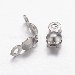 変色しにくい304ステンレススチールボールチープ  カロット終了  クラムシェルノットカバー  ステンレス鋼色  5x2.5mm  穴：1mm&nbsp;X-STAS-E129-06P