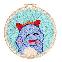 初心者向けパンチニードル刺繍スターターキット  刺繍枠と糸通しが付属  ファブリック  糸とパンチ針  ドラゴン  215x200x9.5mm  内径：184mm&nbsp;EMBR-WH20816-001B