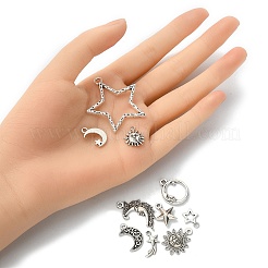 100g チベットスタイル合金ペンダント  スター＆ムーン＆サン  アンティークシルバー  22x19x2mm  穴：1.4mm&nbsp;TIBE-YW0001-07