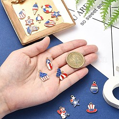 15個 15スタイル 独立記念日 合金エナメルペンダント  ライトゴールド  混合図形  カラフル  13~22.5x8~18x1.5~2.5mm  穴：2mm  1個/スタイル&nbsp;ENAM-YW0004-34