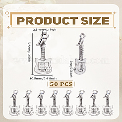 チベット風アロイペンダント50個  ギター  鉛フリー＆カドミウムフリー  アンティークシルバー  32.5x10.5x2mm  穴：2.5mm&nbsp;FIND-LP0004-25