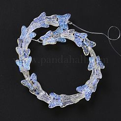 透明ガラスビーズ連売り  butterfy  クリアAB  12.5x15.5x5mm  穴：1mm  約25個/連  9.84インチ（25cm）&nbsp;GLAA-F114-04E