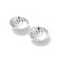 真鍮製ビーズキャップ  カドミウムフリー＆鉛フリー  花  925銀メッキ  7x7x2mm  穴：1.2mm&nbsp;X-KK-R149-16S