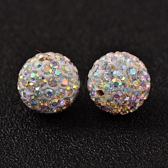 ガラスラインストーンチェコビーズ  内部のポリマークレイ  片穴丸ビーズ  101 _crystal + AB  pp11（1.7~1.8mm）  10mm  穴：1mm&nbsp;RB-E482-10mm-101