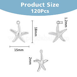 316サージカルステンレススチールペンダント120個  ヒトデ  ステンレス鋼色  18x15x2mm  穴：1.2mm&nbsp;STAS-DC0016-12