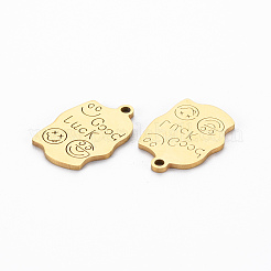 イオンプレーティング（IP）201ステンレスペンダント  切る  幸運の言葉で長方形  ゴールドカラー  17x12x1mm  穴：1.4mm&nbsp;STAS-Q240-069G