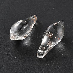 手作りゴールドパウダー入りランプワークビーズ  ティアドロップ  ミックスカラー  19x8mm  穴：1mm&nbsp;LAMP-M024-01H
