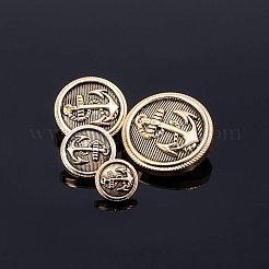 合金シャンクボタン  アンカー付きのフラットラウンド  アンティーク黄金  11.5~24.5x7.5~10.5mm  穴：2mm  40個/箱&nbsp;BUTT-OC0001-01AG