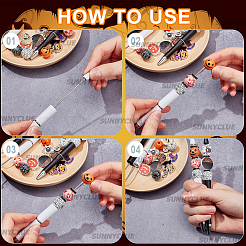 ハロウィンDIYビーズペン作りキット  ABSプラスチックボールペン、木製ビーズ、真鍮ビーズを含む  ミックスカラー  5~148x5~20.5x0.8~16mm  穴：1~3.4mm&nbsp;DIY-SC0025-97