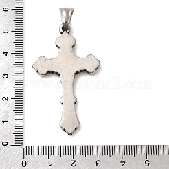 304ステンレスペンダント  クロスチャーム  アンティークシルバー  49.5x28.5x3.5mm  穴：8.5x5.5mm&nbsp;STAS-A130-09B-AS