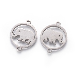 変色しにくい201ステンレススチールリンク  手動研磨  象の指輪  ステンレス鋼色  20x16x1.5mm  穴：1.5mm&nbsp;STAS-F231-126P
