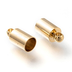 真鍮製コードエンドパーツ  カドミウムフリー＆鉛フリー  エンドキャップ  長持ちメッキ  コラム  24KGP本金メッキ  10x5mm  穴：1.8mm  内径：4mm&nbsp;KK-H759-42B-G
