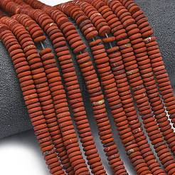 フロスト加工を施した天然レッドジャスパービーズ連売り  ロンデル  6x2mm  穴：0.7mm  約150~160個/連  14.57~14.96''（37~38センチメートル）&nbsp;G-K389-C16-01