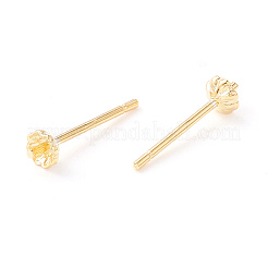 925スターリングシルバー製スタッドピアスパーツ  片穴パーツ用  花  18KGP本金メッキ  3.5x3.5mm  ピン：0.7mm&nbsp;STER-P047-07G
