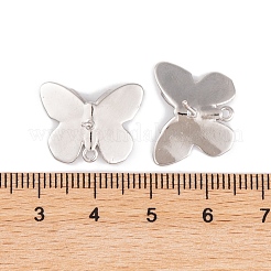 ラックメッキブラススタッドピアス  カドミウムフリー＆鉛フリー  長持ちメッキ  蝶  プラチナ  15x19mm  ピン：13mm&nbsp;KK-S374-02P