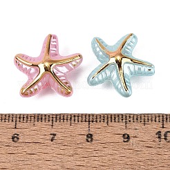 ABSプラスチックビーズ  ゴールドライン入り  ヒトデ  ミックスカラー  18x19x9mm  穴：1.8mm  約650個/500g&nbsp;PL-N007-22