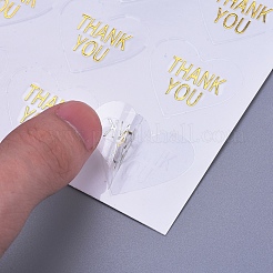 ステッカーありがとう  感謝祭用シール  ラベル貼付絵ステッカー  ギフト包装用  thank you文字のハート  透明  28x32mm&nbsp;DIY-I018-20C