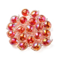 UVメッキレインボー虹色アクリルビーズ  ツートンカラーの二層ビーズ  魚  レッド  15x17x15mm  穴：3.5mm&nbsp;OACR-F004-07G
