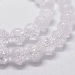 天然石クオーツクリスタルビーズ連売り  ロッククリスタルビーズ  ラウンド  6mm  穴：1mm  約66個/連  14.9インチ〜15.1インチ&nbsp;G-G735-20-6mm