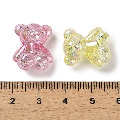 UVメッキ透明レインボー虹色アクリルビーズ  クマ  ミックスカラー  18x15.5x10.5mm  穴：2.5mm&nbsp;TACR-R001-08A