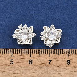 真鍮パヴェキュービックジルコニアマルチ連リンク  長持ちメッキ  花  銀色のメッキ  透明  13x11.5x6mm  穴：1.9mm&nbsp;ZIRC-F145-02S-02