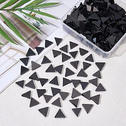 ガラスカボション  モザイクタイル  家の装飾やdiyの工芸品  三角形  ブラック  12.5~13x14.5~15x2.5~3mm  約200g/ボックス&nbsp;GGLA-OC0001-10A