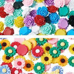 DIYイヤリング＆リング作り  花の樹脂のカボション  304ステンレススチール製イヤリングナットとスタッドピアス金具  鉄パッドリングベースパーツ  ミックスカラー  6x45x3.5mm  穴：1mm&nbsp;DIY-TA0004-01P