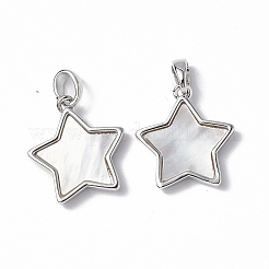 真鍮チャーム  淡水シェル  ニッケルフリー  星のチャーム  プラチナ  16.5x15x3mm  穴：3.5x2mm&nbsp;KK-R134-035P