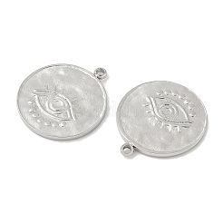 304ステンレスペンダント  ナザールボンジュウ模様とフラットラウンド  ステンレス鋼色  18.5x16x1.5mm  穴：1.4mm&nbsp;STAS-L022-441P-01