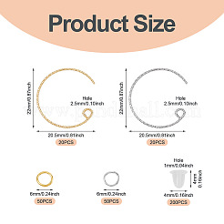 真鍮のピアスフック  鉄製のオープン丸カンとプラスチック製のイヤーナット付き  ミックスカラー  22x20.5x0.8mm  穴：2.5mm&nbsp;KK-TA0008-95