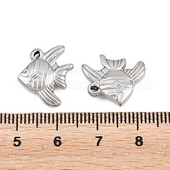304ステンレスペンダント  魚の形をしたチャーム  ステンレス鋼色  14x16x4mm  穴：1mm&nbsp;STAS-L317-12P