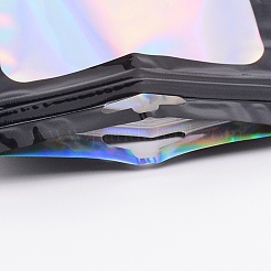 長方形のジッパー付きプラスチック製レーザーバッグ  クリアウィンドウ付き  再封可能なバッグ  ブラック  15x10.5x0.02cm&nbsp;OPP-SZC0002-03