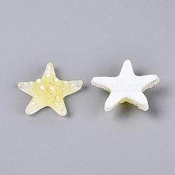 透明樹脂とスパンコールのデコデンカボション  ヒトデ  きいろ  32~33.5x33~35.5x10~11mm&nbsp;CRES-Q222-01D