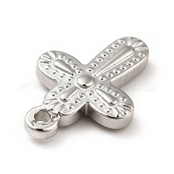 変色しない304ステンレススチールペンダント  クロスチャーム  ステンレス鋼色  19x13.5x3mm  穴：1.6mm&nbsp;STAS-H172-11P
