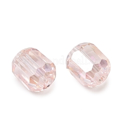 電気メッキカラムガラスビーズ  ABカラーメッキ  多面カット  ピンク  9x7.5~8mm  穴：1.5mm&nbsp;EGLA-A043-02-AB17