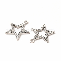 合金ラインストーンペンダント  中空のスターチャーム  プラチナ  23x21x2mm  穴：1.5mm&nbsp;PALLOY-I217-19P