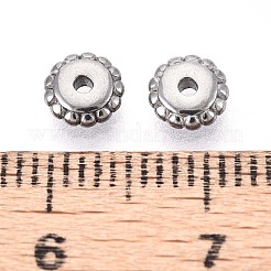 変色しない304ステンレススチールディスクビーズ  花  ステンレス鋼色  5x2mm  穴：1.4mm&nbsp;STAS-P319-14A-P