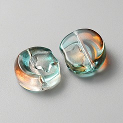 透明ガラスビーズ  スターとムーン  カラフル  14x12x6mm  穴：1.2mm&nbsp;GLAA-TAC0020-05D