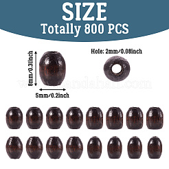 800個の天然木ビーズ  卵形のラグビーウッドビーズ  ミックスカラー  バレル  ブラウン  8x5mm  穴：2mm&nbsp;WOOD-KS0001-24