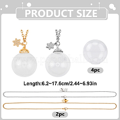 4個 2色 透明丸型ガラスボトル ペットファー記念品ペンダント 304ステンレススチールチェーンネックレス  骨壺の灰のネックレス  ゴールデン·ステンレス鋼色  17.72インチ（45cm）  2個/カラー&nbsp;NJEW-DR00033