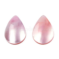 ナチュラル ターボ コーニュラス/トップ シェル カボション  アクリルと黄色のシェル  染め  ティアドロップ  ピンク  21.5x15x4~5mm&nbsp;SSHEL-N003-157B