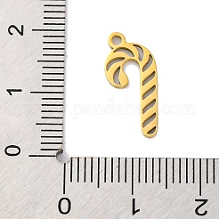 クリスマス 201 ステンレス ペンダント  レーザー切断  キャンディケインのチャーム  ゴールドカラー  17x7.5x1mm  穴：1.5mm&nbsp;STAS-Q015-08G