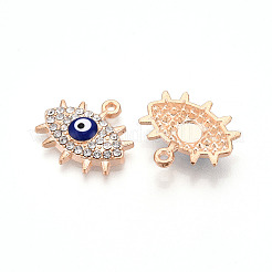 合金ラインストーンエナメルペンダント  ナザールボンジュウ  ゴールドカラー  クリスタル  19x20.5x4.6mm  穴：1.2~1.6mm&nbsp;PALLOY-T092-03