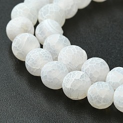 天然石風化瑪瑙ビーズ連売り  染め  艶消し  ラウンド  ホワイト  6mm  穴：1mm  約64個/連  13インチ&nbsp;X-G-G589-8mm-03