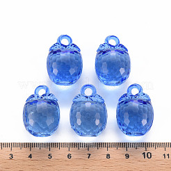 秋のテーマ透明アクリル ペンダント  多面カット  3d柿  ブルー  27.5x19.5mm  穴：4mm  約95個/500g&nbsp;TACR-T024-04B-940