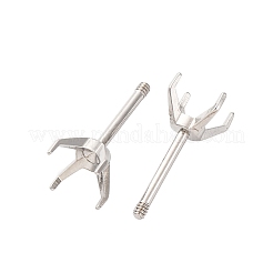 304ステンレススチールスタッドピアス金具  ステンレス鋼色  トレイ：5mm  11x6mm  ピン：0.8x8mm&nbsp;STAS-B091-02A-05P