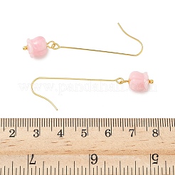 電気メッキ304ステンレス鋼ダングルイヤリング  花  ゴールドカラー  53.5x8.5mm&nbsp;EJEW-Z129-16G-01